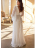 Ivory Pleated Chiffon V Open Back Wedding Dress Ivory Pleated Chiffon V Open Back Wedding Dress